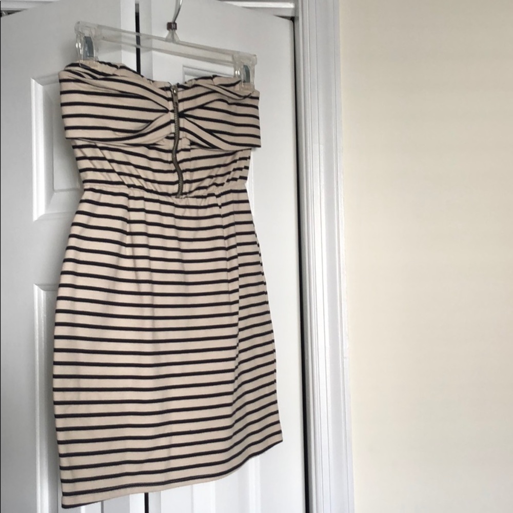 Strapless Navy & Cream Dress